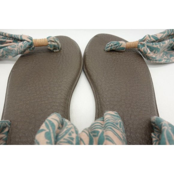 Sanuk Peach Green Stretch Strap Thong Sandals Shoes Women's 9 - Picture 7 of 7